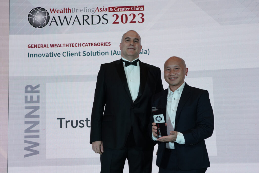 Quantios (formerly TrustQuay) awarded Winner Best Innovative Solution at Wealth Briefing Asia for trust admin software.